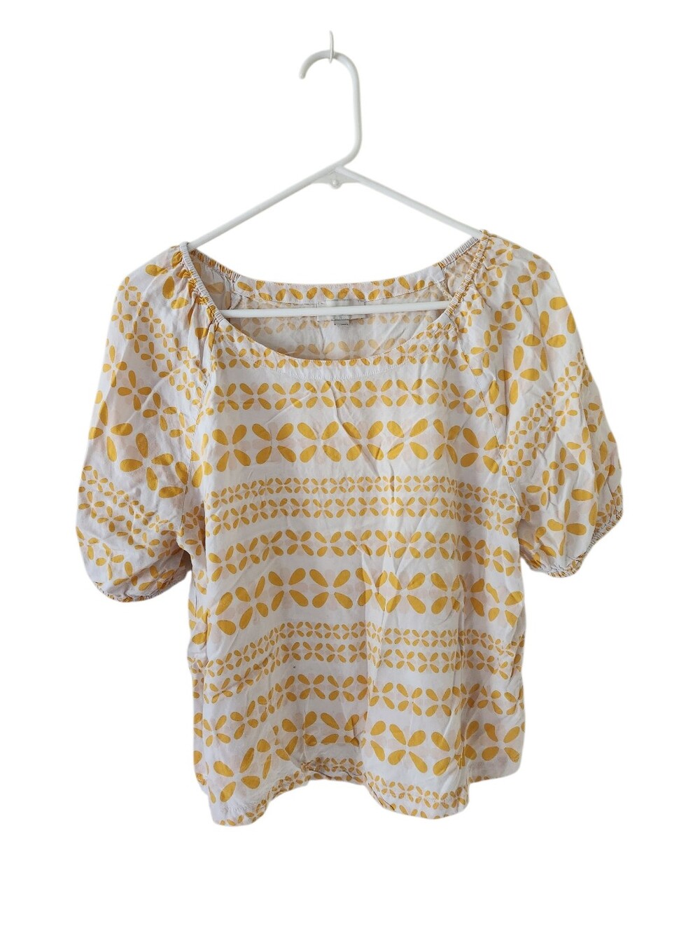Loft Yellow Puff Sleeve Top